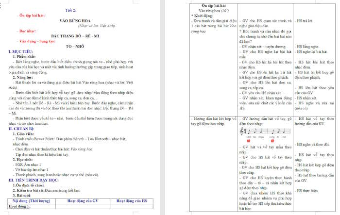 Giáo án Âm nhạc 1