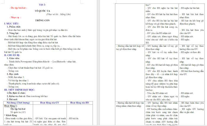 Giáo án Âm nhạc 1