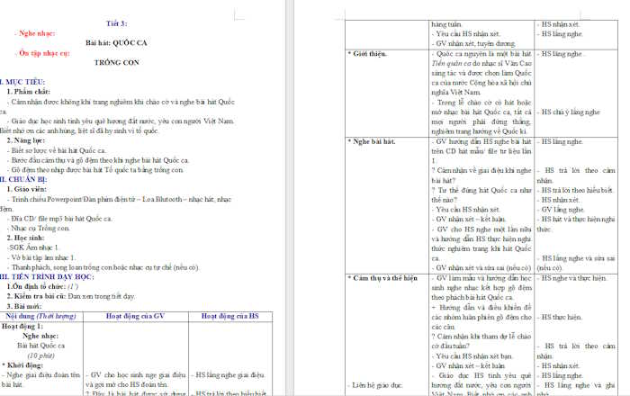 Giáo án Âm nhạc 1