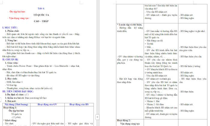 Giáo án Âm nhạc 1