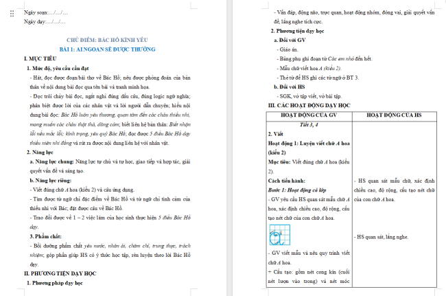 Giáo án Tiếng Việt 2 Bài 1: Từ chỉ đặc điểm. Câu kiểu Ai thế nào?