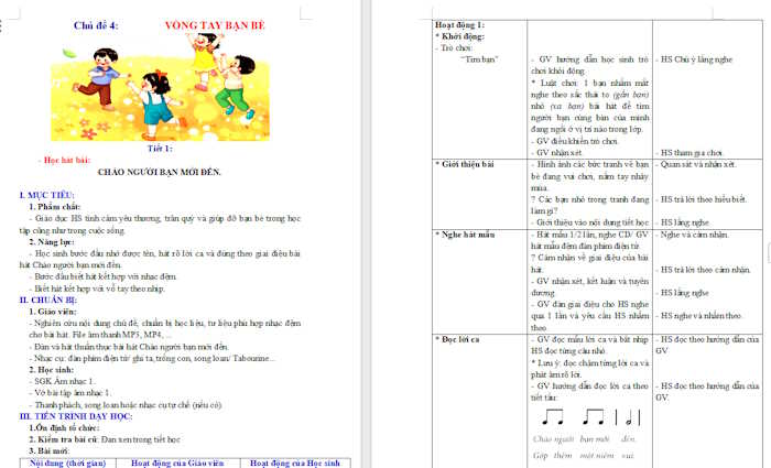 Giáo án Âm nhạc 1