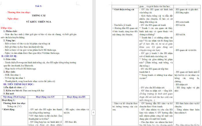 Giáo án Âm nhạc 1