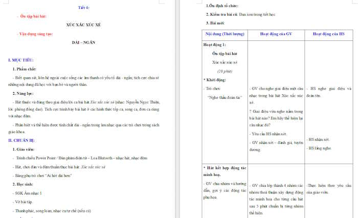 Giáo án Âm nhạc 1