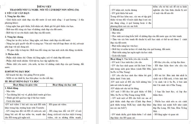 Giáo án Tiếng Việt 3 Bài 11: Trao đổi Nói về cảnh đẹp non sông