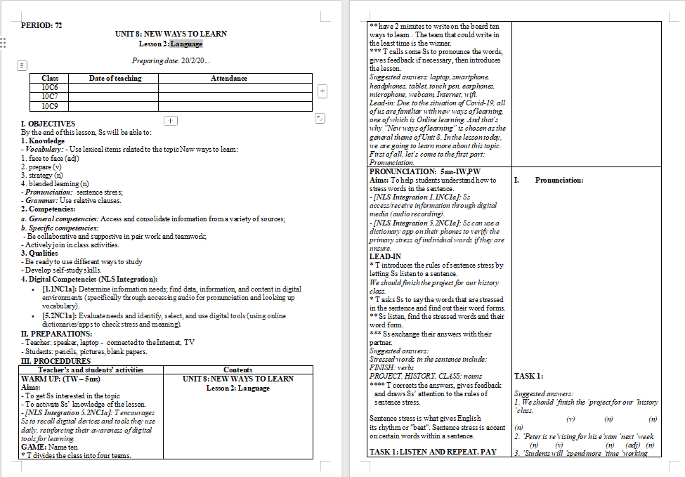 Tiếng Anh 10 Unit 8: Language