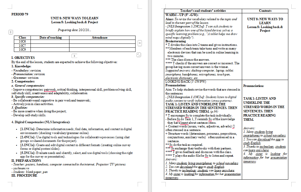 Tiếng Anh 10 Unit 8: Looking Back