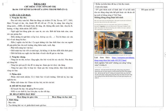 Giáo án Tiếng Việt 3 Bài 13: Con kênh xanh giữa lòng thành phố