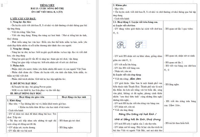Giáo án Tiếng Việt 3 Bài 13: Ôn chữ viết hoa R, S