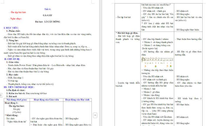 Giáo án Âm nhạc 1