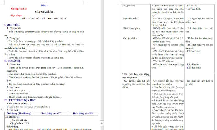 Giáo án Âm nhạc 1