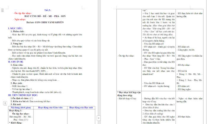 Giáo án Âm nhạc 1