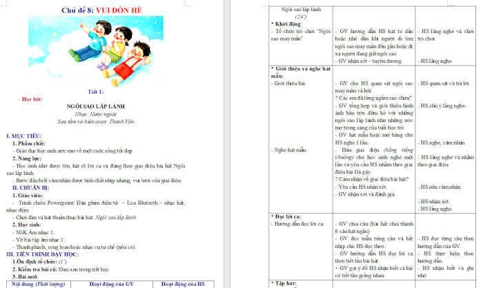 Giáo án Âm nhạc 1