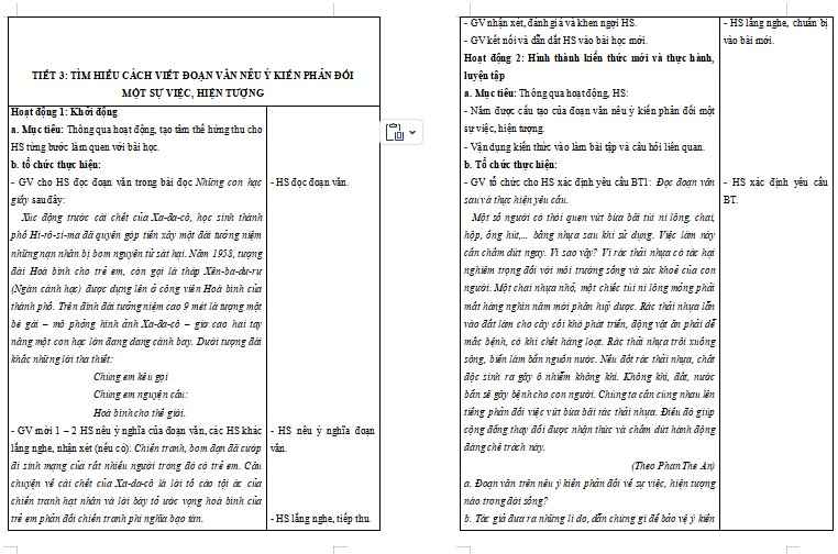 Giáo án Tiếng Việt lớp 5 Bài 27: Tìm hiểu cách viết đoạn văn nêu ý kiến phản đối một sự việc, hiện tượng
