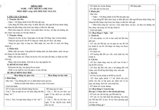 Giáo án Tiếng Việt 3 Bài 14: Nghe - viết Hội đua ghe ngo