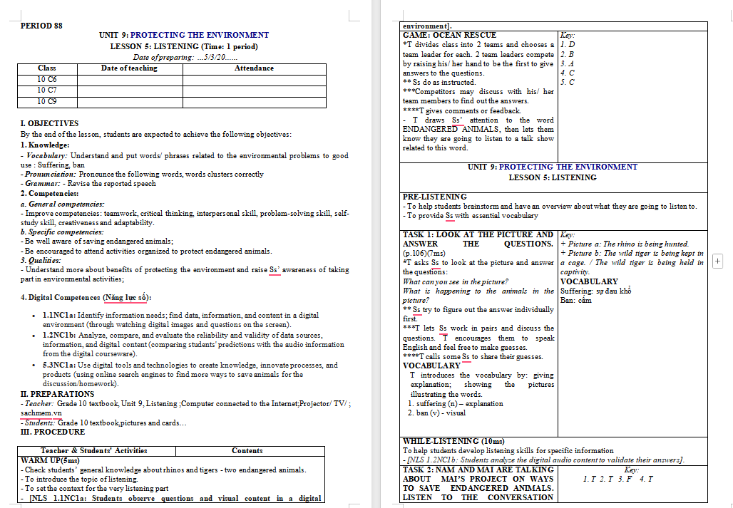 Tiếng Anh 10 Unit 9: Listening
