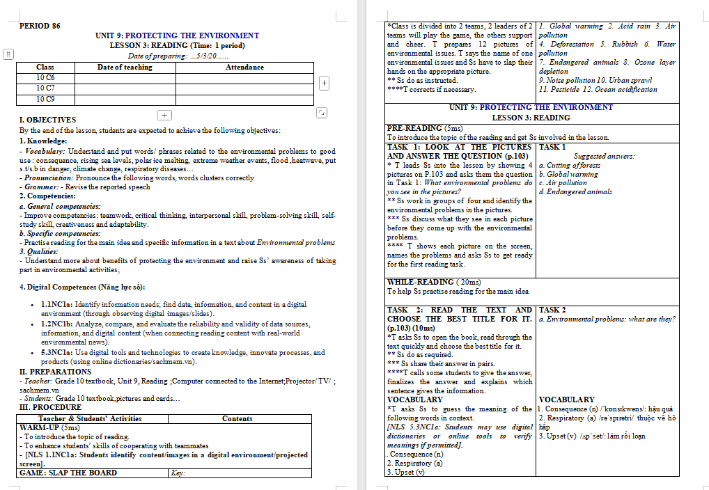 Tiếng Anh 10 Unit 9: Reading
