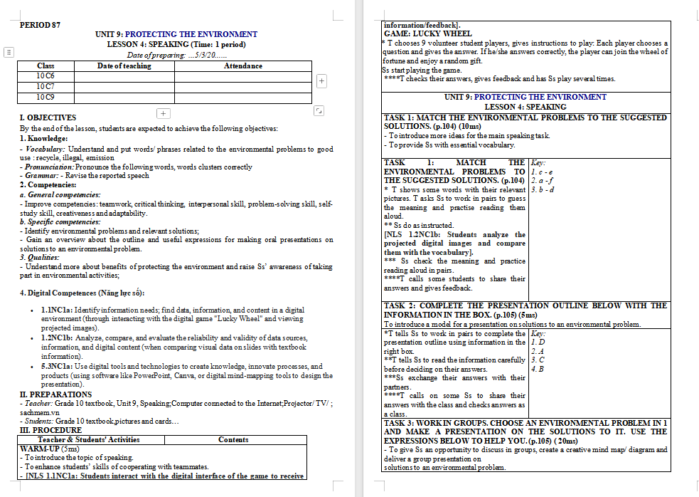 Tiếng Anh 10 Unit 9: Speaking
