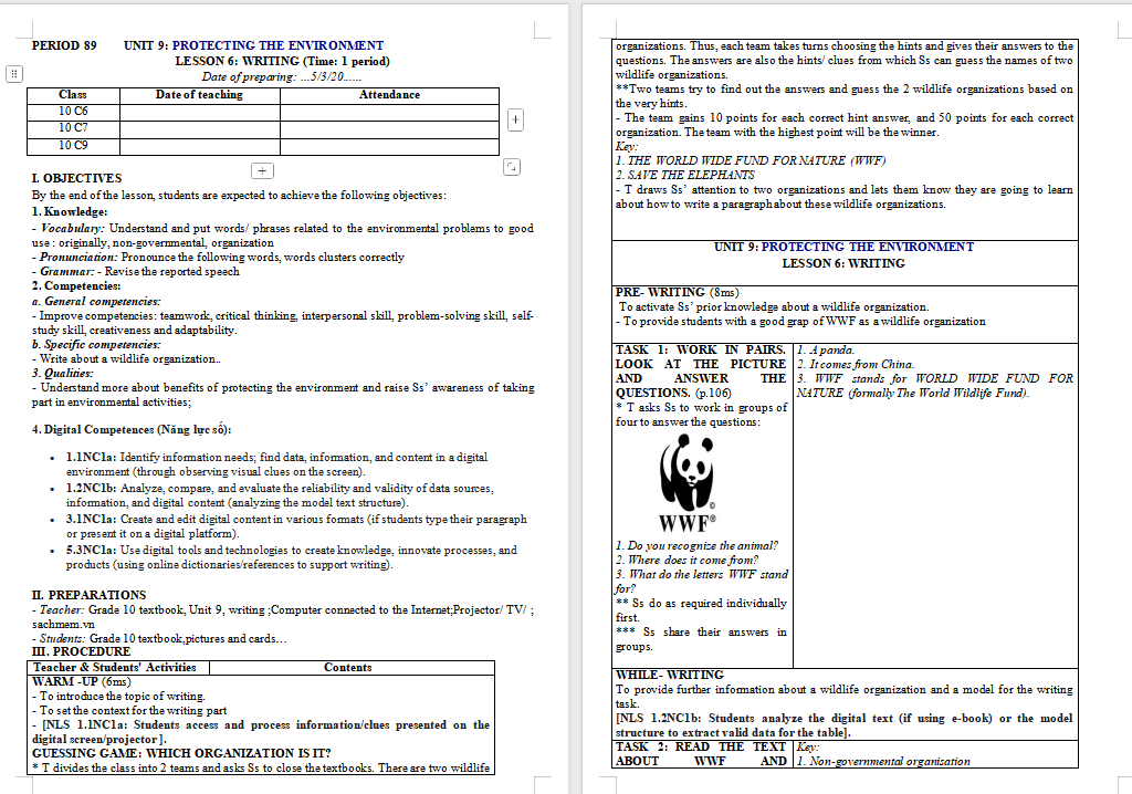 Tiếng Anh 10 Unit 9: Writing