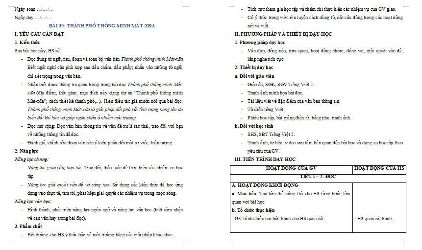 Giáo án Tiếng Việt lớp 5 Bài 30