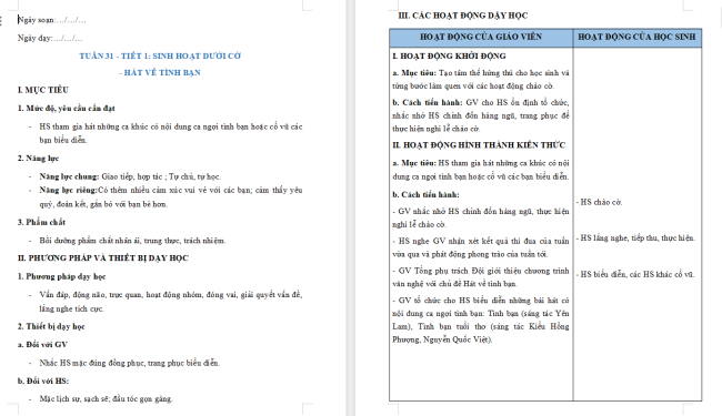 Giáo án Hoạt động trải nghiệm 2 Tuần 31