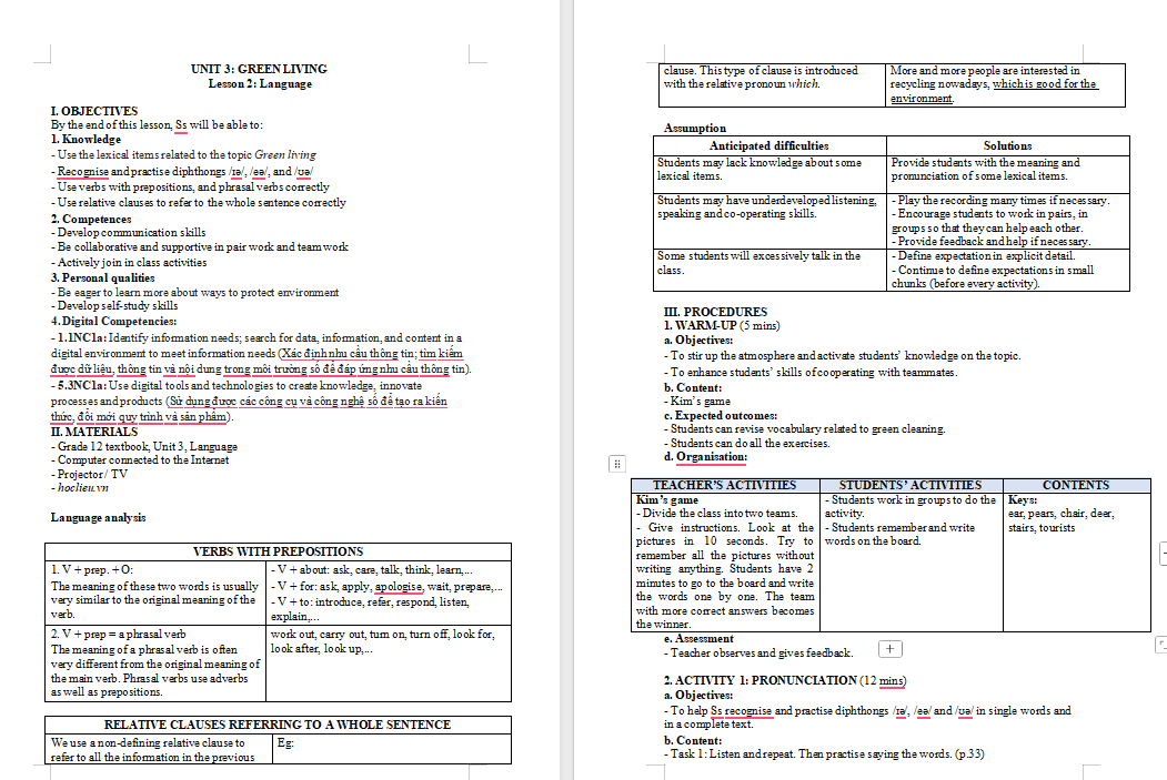 Tiếng Anh 12 Unit 3: Language