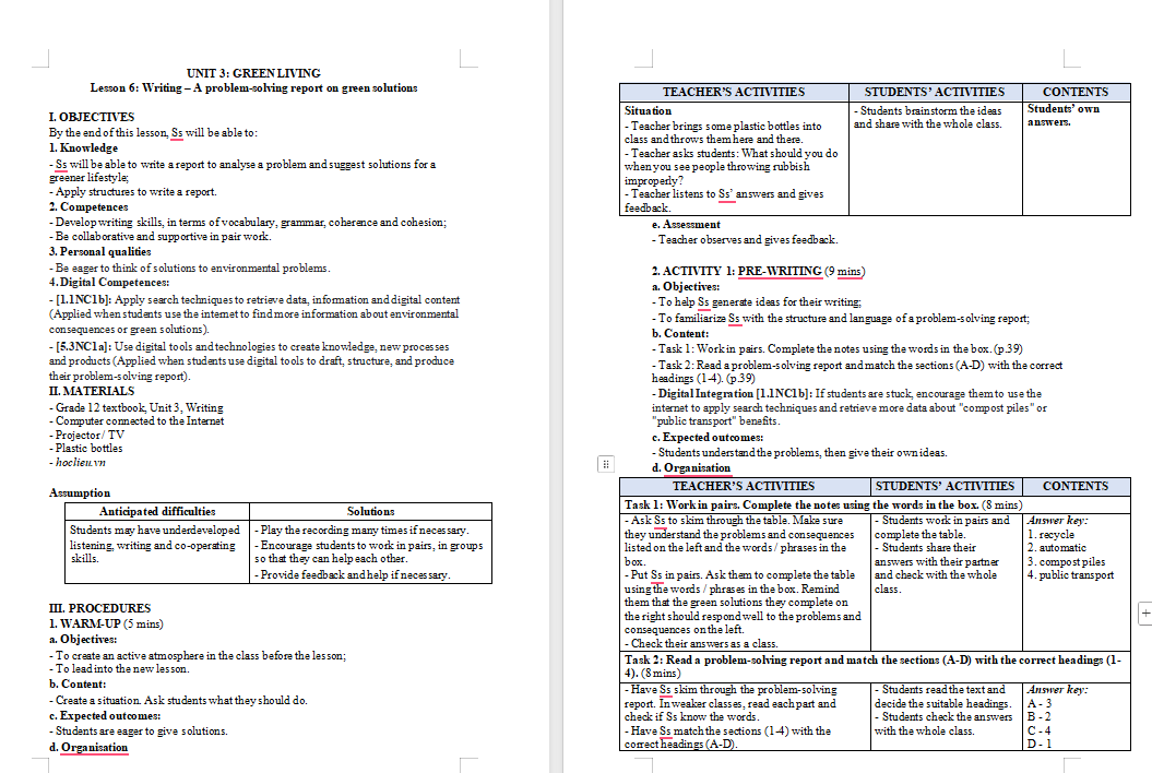 Tiếng Anh 12 Unit 3: Writing