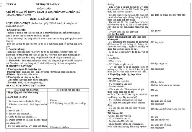 Giáo án Toán 2: Ki-lô-mét