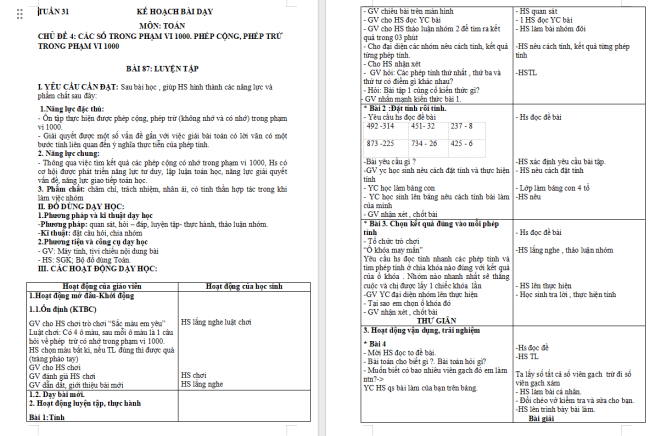 Giáo án Toán 2: Luyện tập trang 73