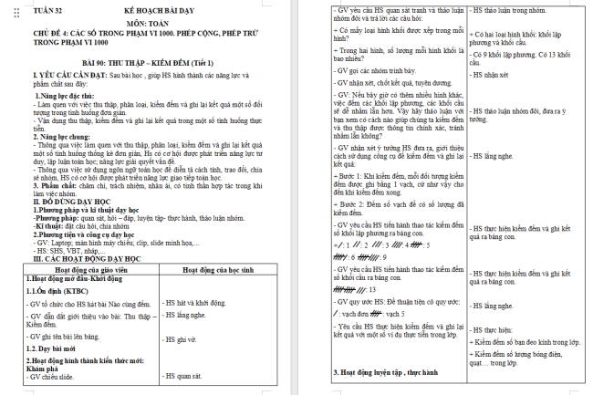 Giáo án Toán 2: Thu thập - Kiểm đếm
