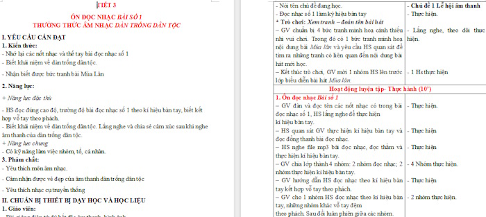 Giáo án Tiết 3: Ôn đọc nhạc Bài số 1 - Thưởng thức âm nhạc dàn trống dân tộc