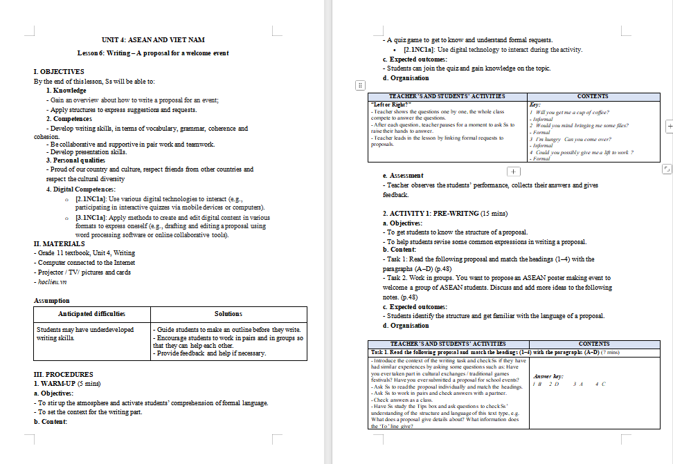 KHBD Tiếng Anh 11 Unit 4: Writing