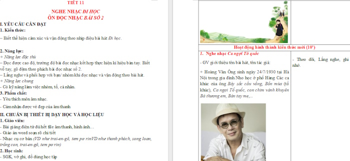 Giáo án Tiết 11: Nghe nhạc Đi học - Ôn đọc nhạc Bài số 2