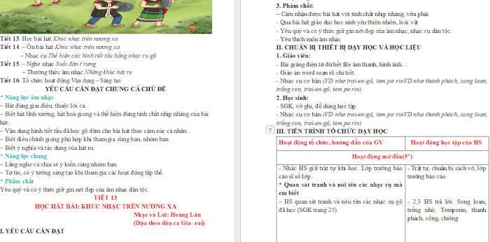 Giáo án Tiết 13: Học bài hát Khúc nhạc trên nương xa