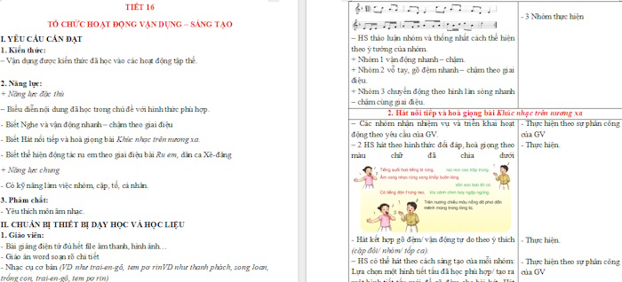 Giáo án Tiết 16: Tổ chức hoạt động Vận dụng sáng tạo