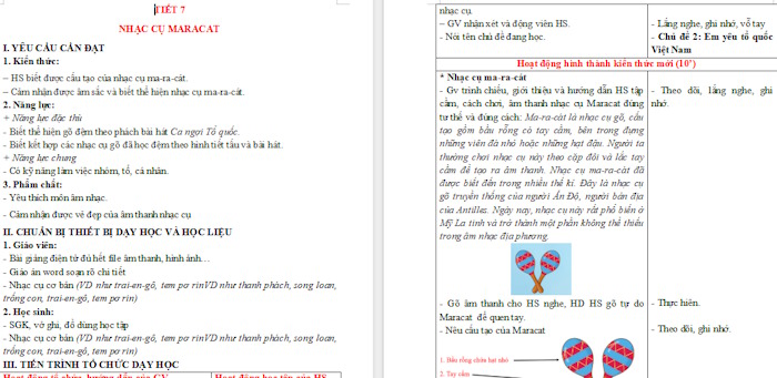 Giáo án Tiết 7: Nhạc cụ maracas