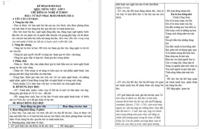 Giáo án Tiếng Việt 3 Bài 1: Từ bản nhạc bị đánh rơi