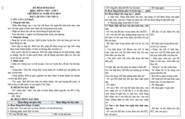 Giáo án Tiếng Việt 3 Bài 2: Viết đoạn văn nêu tình cảm, cảm xúc với một nghệ sĩ hoặc một nhân vật trong phim hoạt hình