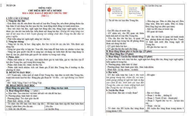 Giáo án Tiếng Việt 3 Bài 4: Độc đáo lễ hội đèn Trung thu