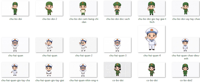 Nhân vật Bộ đội biết nói tạo video