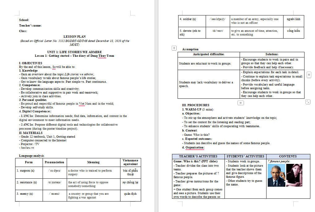Tiếng Anh 12 Unit 1: Getting Started