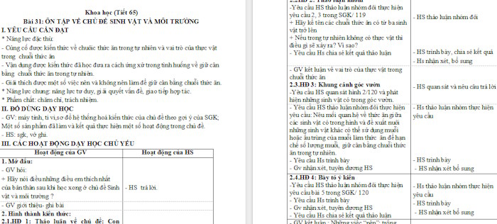 Giáo án Khoa học 4: Ôn tập chủ đề sinh vật và môi trường