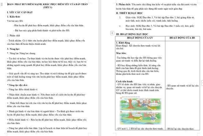 Giáo án Đạo đức 3 Bài 9: Phát huy điểm mạnh, khắc phục điểm yếu của bản thân