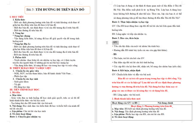 Giáo án Địa lí 6 Bài 3: Tìm đường đi trên bản đồ
