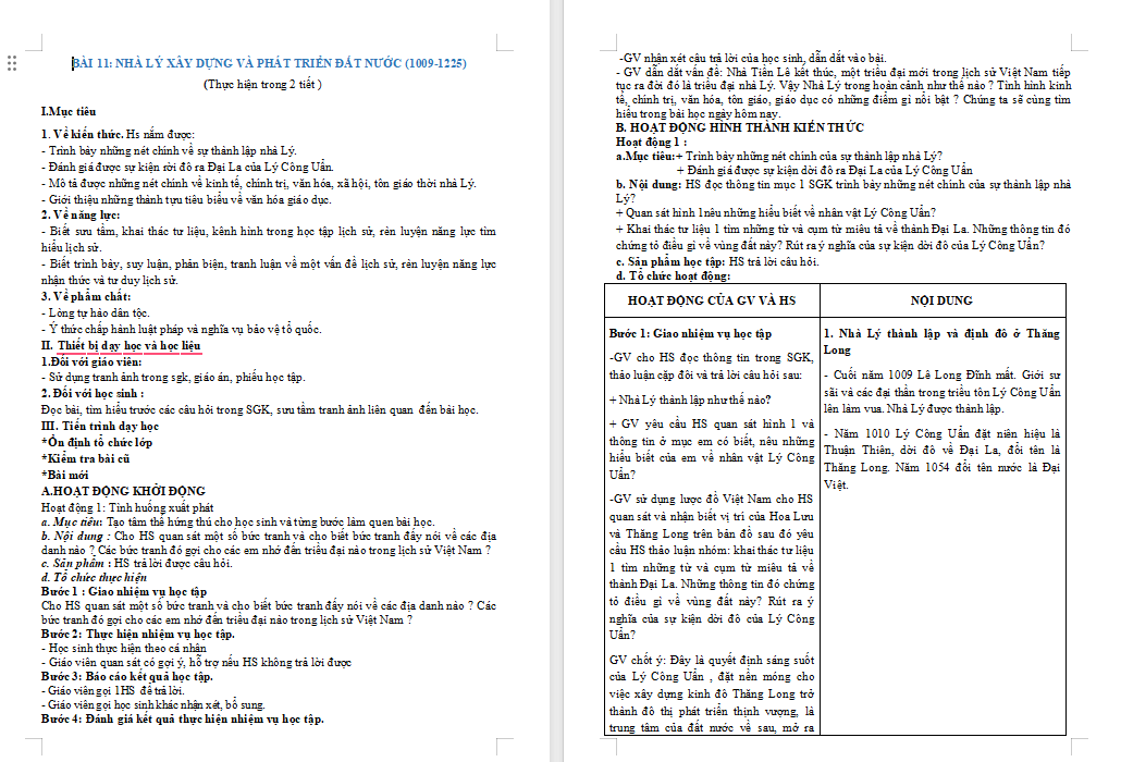Giáo án Lịch sử 7 Bài 11