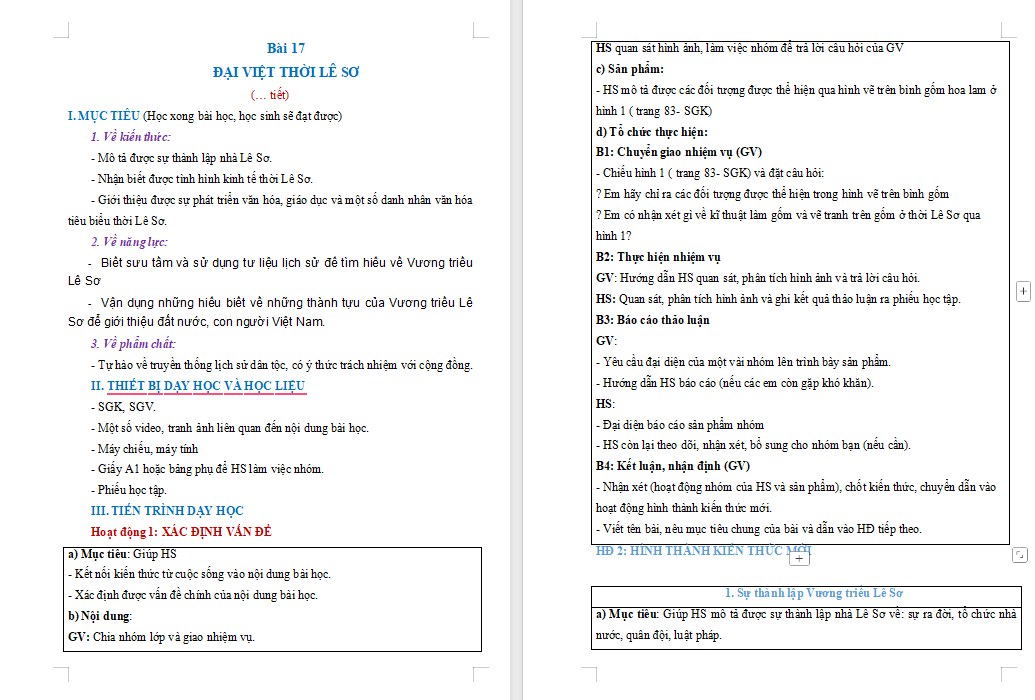 Giáo án Lịch sử 7 Bài 17