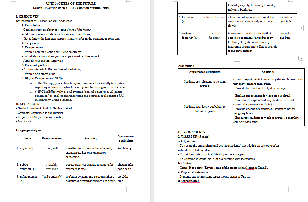 Tiếng Anh 11 Unit 3: Getting Started 