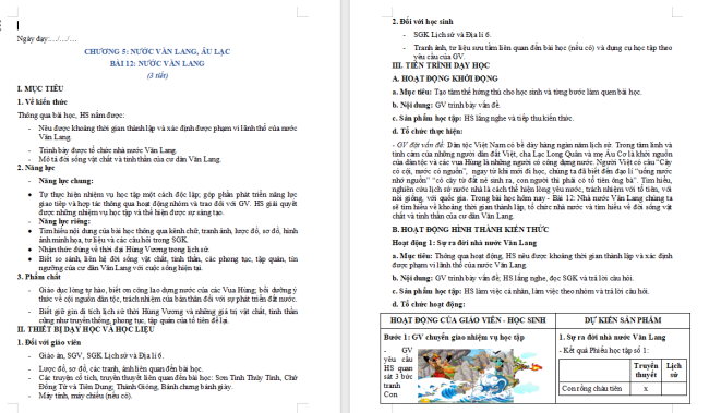 Giáo án Lịch sử 6 Bài 13: Nước Âu Lạc