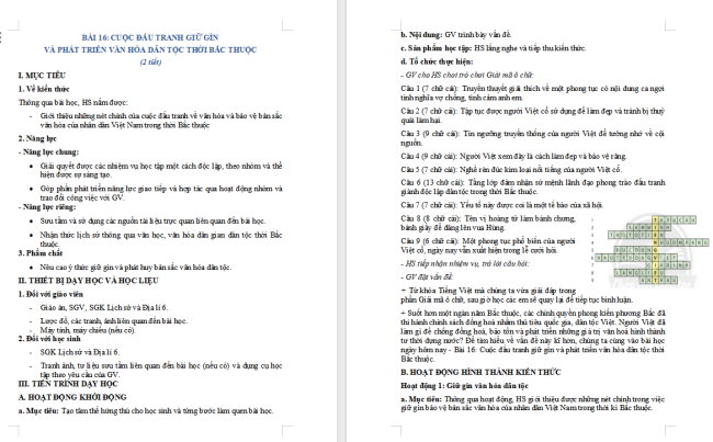 Giáo án Lịch sử 6 Bài 16