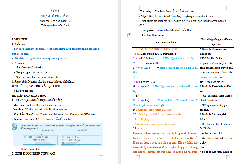 Tham số của hàm